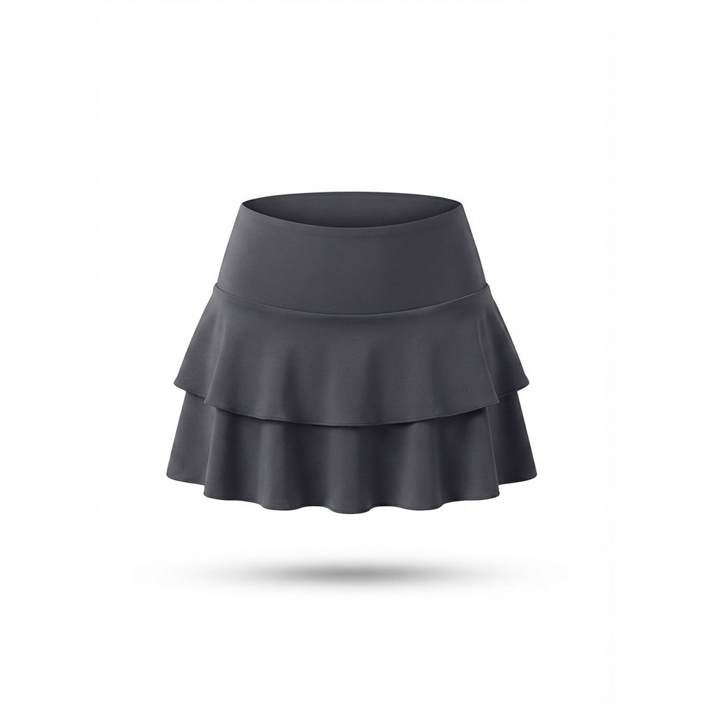 FALDA UBX FITNESS DOBLE VOLANTE NEGRO